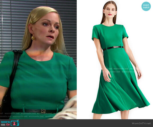 Belted A line Midi Dress by Calvin Klein worn by Belle Brady (Martha Madison) on Days of our Lives