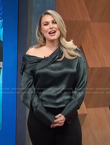 Carissa’s green one off shoulder top on E! News Daily Pop