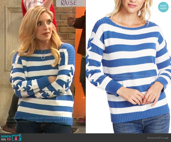 WornOnTV: Chelsea’s blue and white striped sweater on Ravens Home ...