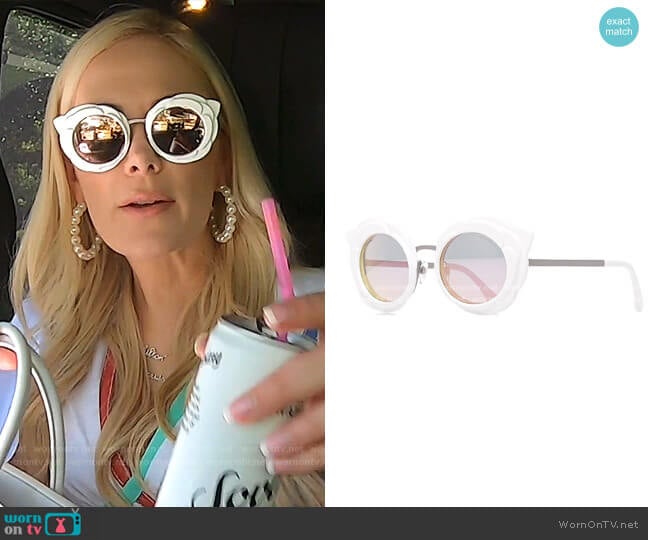 Round Camellia Sunglasses by Chanel worn by Kameron Westcott on The Real Housewives of Dallas