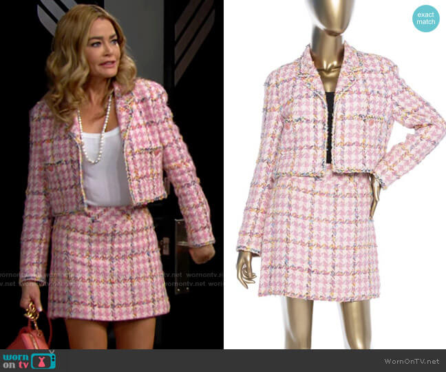 WornOnTV: Shauna's pink houndstooth tweed jacket and skirt set on The Bold  and the Beautiful, Denise Richards