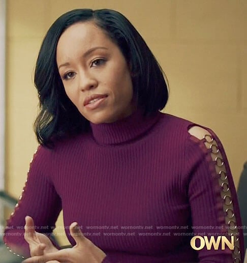 Charley's purple ring detail sweater on Queen Sugar