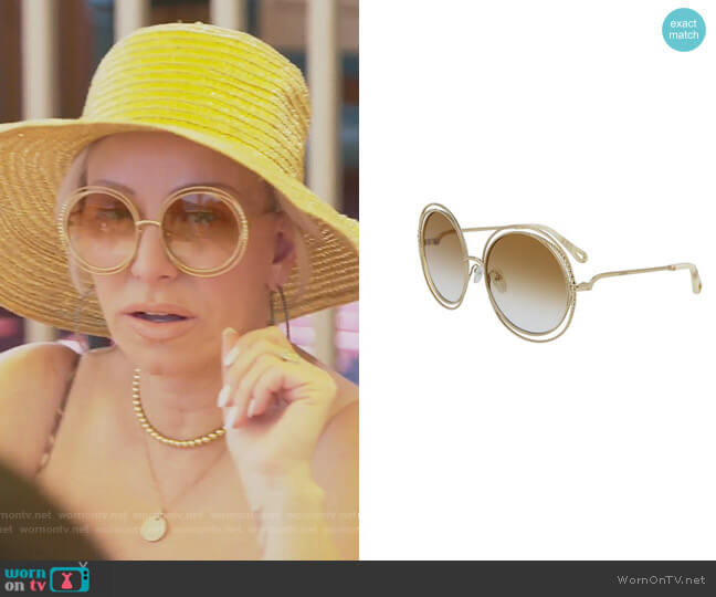 Round Concentric Metal Sunglasses by Chloe worn by Margaret Josephs on The Real Housewives of New Jersey