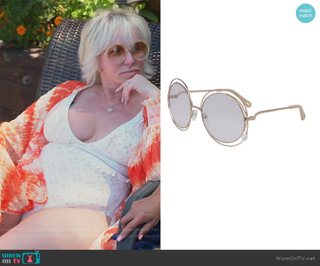 Round Concentric Metal Sunglasses by Chloe worn by Margaret Josephs  on The Real Housewives of New Jersey