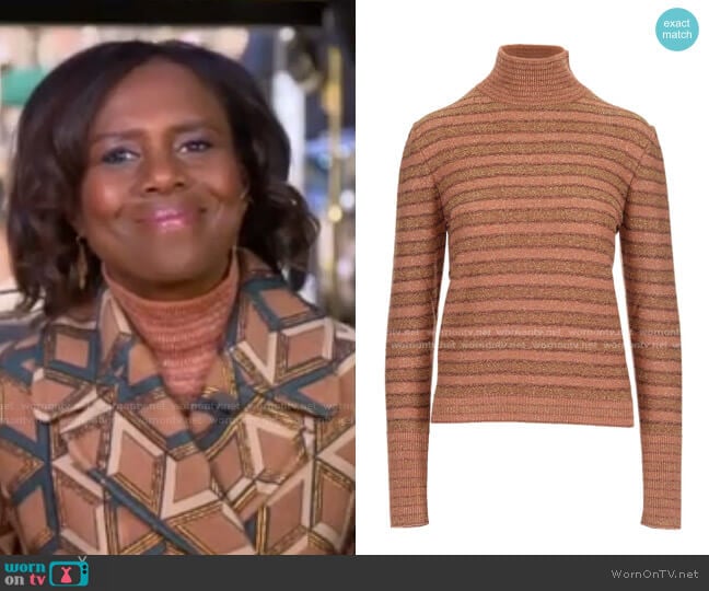 Stripe Lurex Sweater by Chloe  worn by Deborah Roberts on Good Morning America