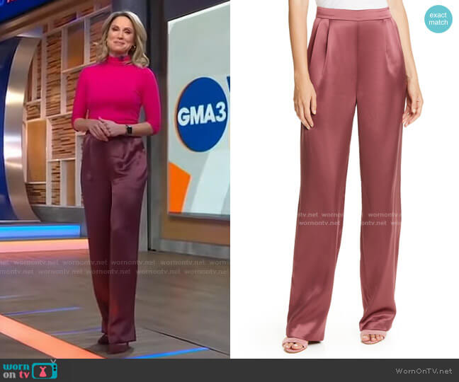 WornOnTV: Amy’s pink sweater and satin pants on Good Morning America ...