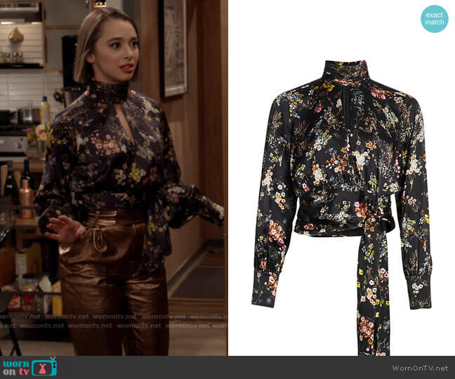 Cinq a Sept Jacqueline Blouse worn by Celia (Emma Caymares) on Call Your Mother