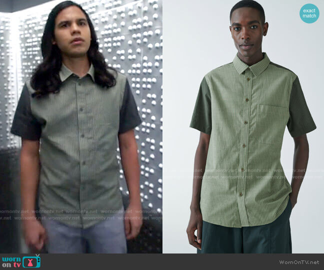 Cos Organic Cotton Contrast Panel Stripe Shirt worn by Cisco Ramon (Carlos Valdes) on The Flash