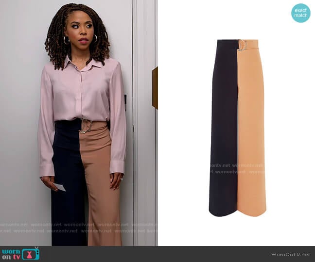 Cushnie Two Tone Wide Leg Pants worn by Andrea Barnes (Kj Smith) on Tyler Perrys Sistas