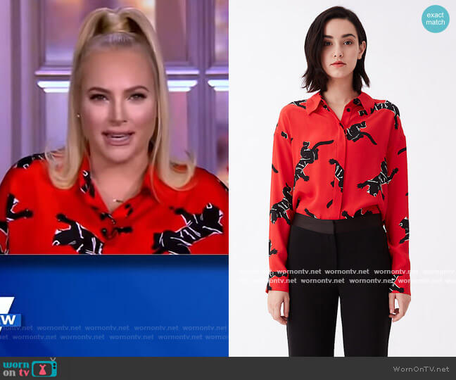 WornOnTV: Meghan’s red panther print blouse on The View | Meghan McCain ...