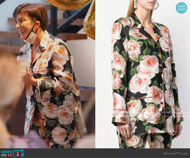 Rose Print Blouse by Dolce and Gabbana worn by Kris Jenner on Keeping Up with the Kardashians