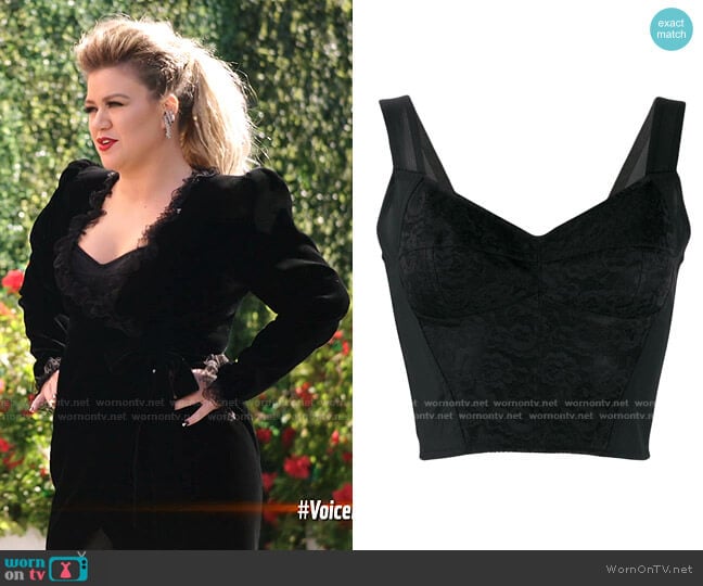 Floral Lace Bustier Top by Dolce & Gabbana worn by Kelly Clarkson on The Voice