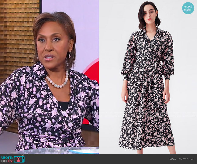 Galina Silk Crepe De Chine Trench Wrap Dress by Diane von Furstenberg worn by Robin Roberts on Good Morning America