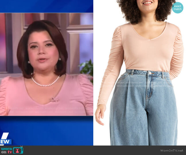 Shirred Sleeve Knit Top by Eloquii worn by Ana Navarro on The View