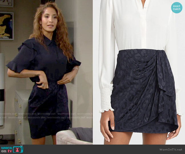 Express High Waisted Leopard Jacquard Mini Skirt worn by Lily Winters (Christel Khalil) on The Young and the Restless