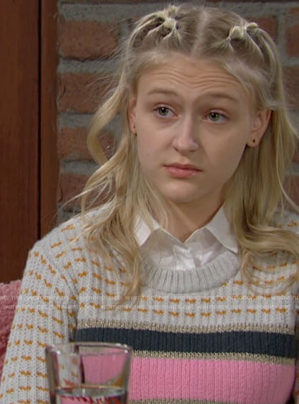 Faith's striped sweater on The Young and the Restless