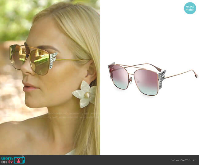 Square Embellished F Sunglasses by Fendi worn by Kameron Westcott  on The Real Housewives of Dallas