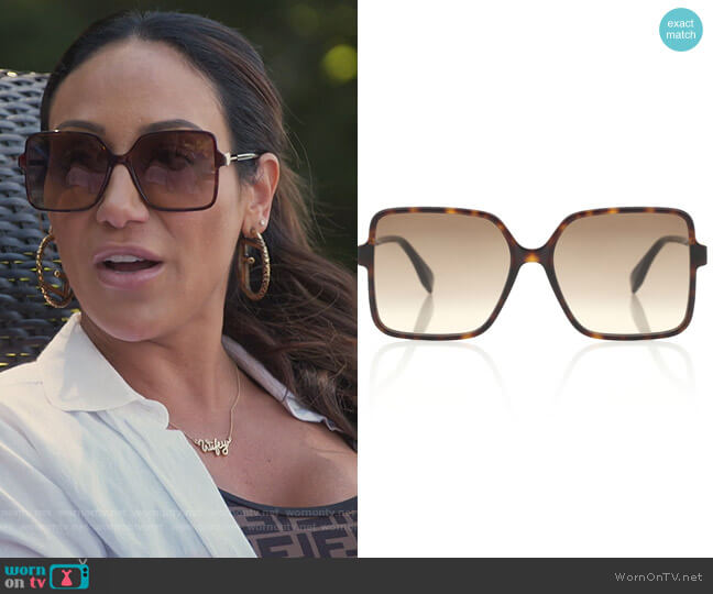 FF square acetate sunglasses by Fendi worn by Melissa Gorga  on The Real Housewives of New Jersey