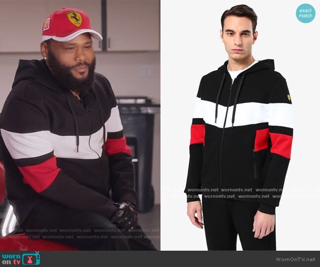 Sweatshirt with contrasting inserts by Ferrari worn by Andre Johnson (Anthony Anderson) on Black-ish