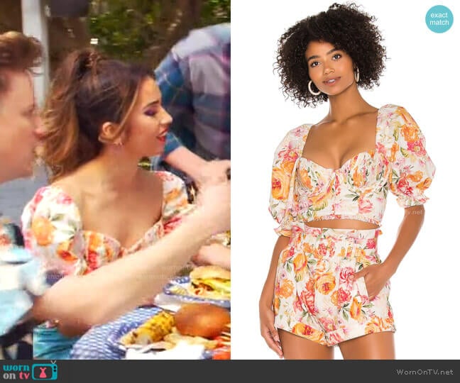 Peony Cropped Blouse by For Love & Lemons worn by Cheyenne (Nichole Bloom) on Superstore