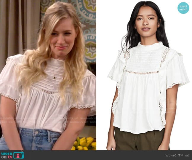 Free People Le Femme Top worn by Gemma (Beth Behrs) on The Neighborhood