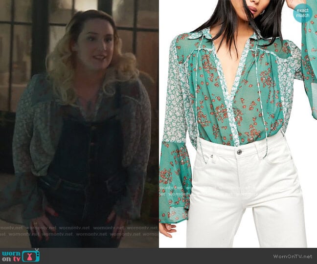 Serena Printed Blouse by Free People worn by Davia (Emma Hunton) on Good Trouble