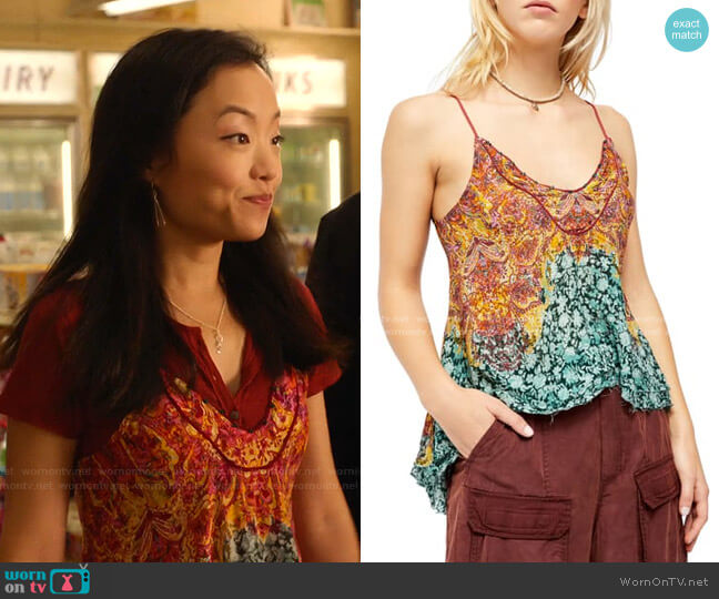 Way You Walk Print Camisole by Free People worn by Janet (Andrea Bang) on Kims Convenience