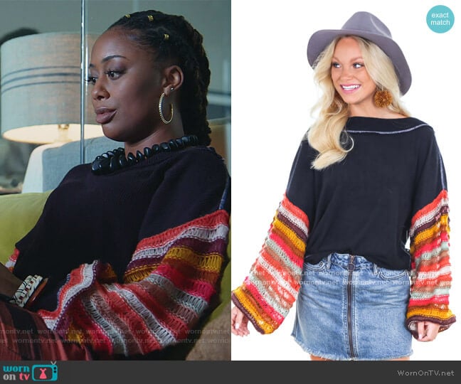 Cha Cha Sweater by Free People worn by Malika Williams (Zuri Adele) on Good Trouble