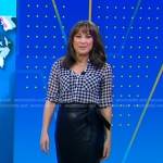 Ginger’s gingham check blouse and leather skirt on Good Morning America