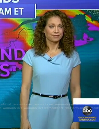 Ginger’s blue belted jumpsuit on Good Morning America