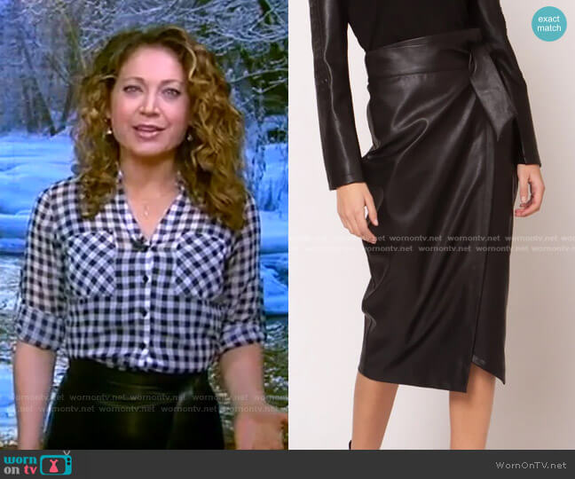 Leather Wrap Skirt by Gracia worn by Ginger Zee  on Good Morning America