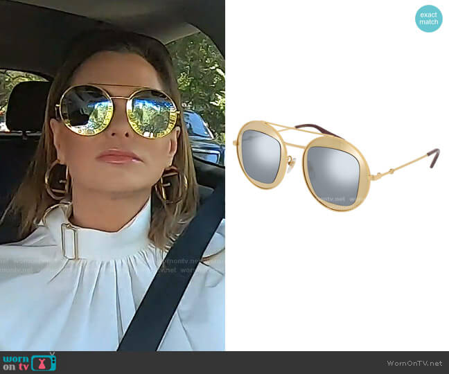 GG Round Sunglasses in Gold by Gucci worn by D’Andra Simmons on The Real Housewives of Dallas