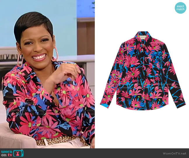 Floral-Print Silk Shirt by Gucci worn by Tamron Hall  on Tamron Hall Show