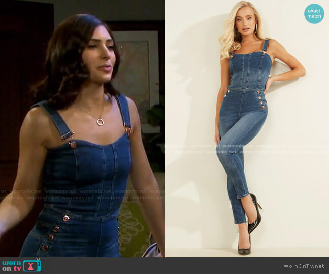 Rosemary Denim Jumpsuit by Guess worn by Gabi Hernandez (Camila Banus) on Days of our Lives