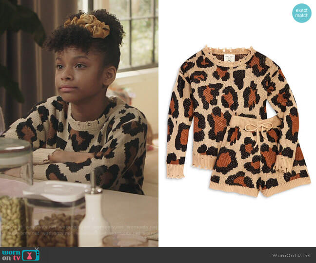 Leopard Distressed Sweater & Shorts Set by Hayden Los Angeles worn by Aubrey Williams (Dani Lane) on Kenan