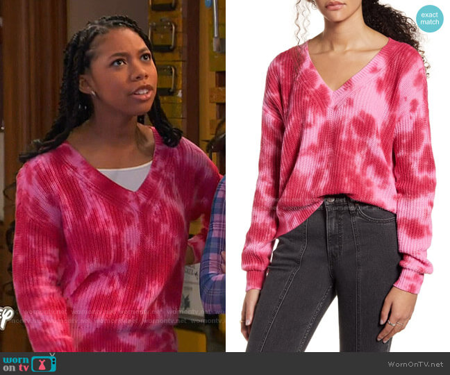 Tie Dye V-Neck Sweater by Hiatus worn by Kyla-Drew on Ravens Home