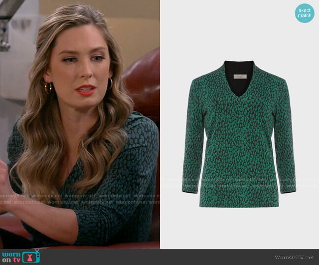 Hobbs Aimee Top in Green Blk worn by Samantha (Briga Heelan) on B Positive