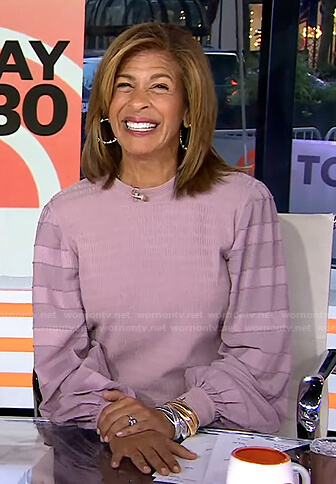 Hoda’s pink striped sleeve top on Today