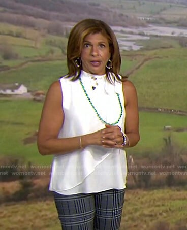 Hoda’s white tie neck sleeveless top on Today