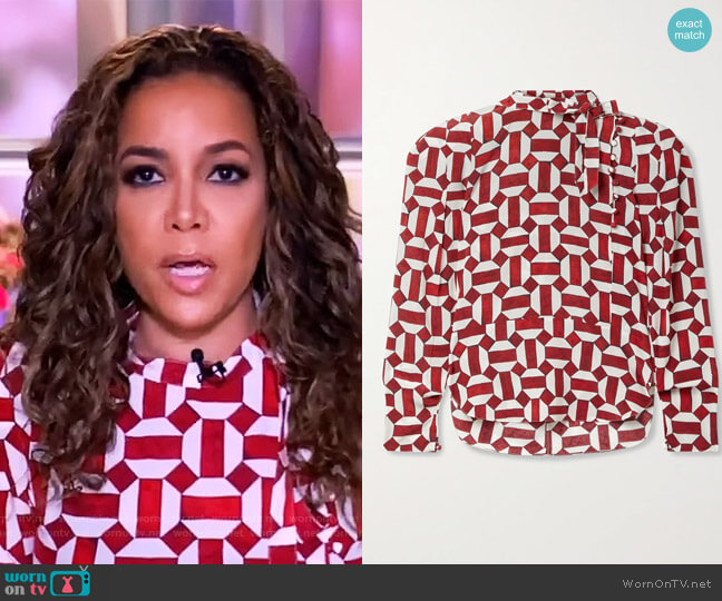Artus tie-neck printed stretch-silk crepe blouse by Isabel Marent worn by Sunny Hostin  on The View