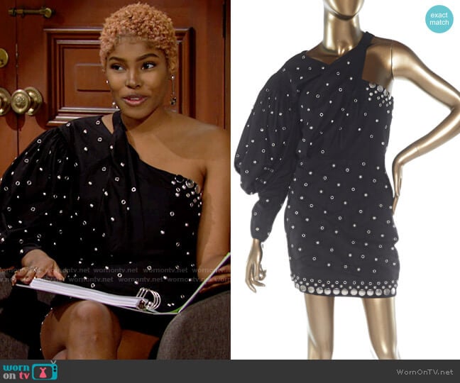 Isabel Marant Grommet Accent Dress worn by Paris Buckingham (Diamond White) on The Bold and the Beautiful