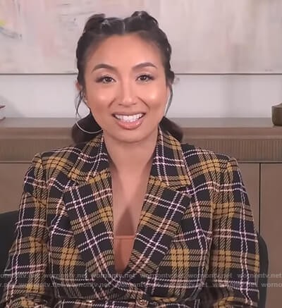 Jeannie's plaid double breasted blazer on The Real