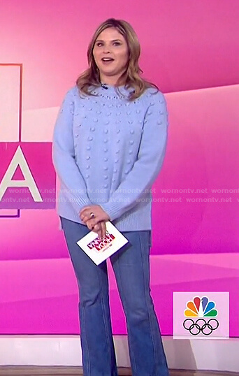 Jenna’s blue bobble sweater and flare jeans on Today