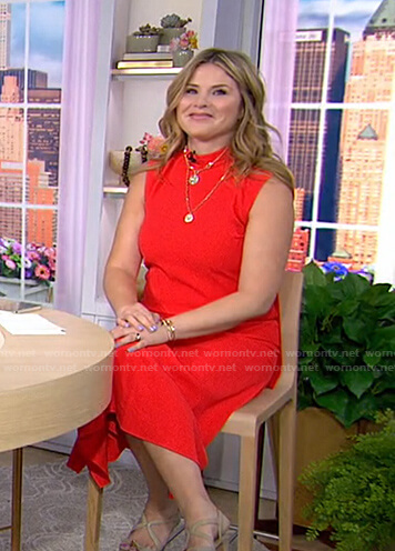 Jenna's red mock neck midi dress on Today