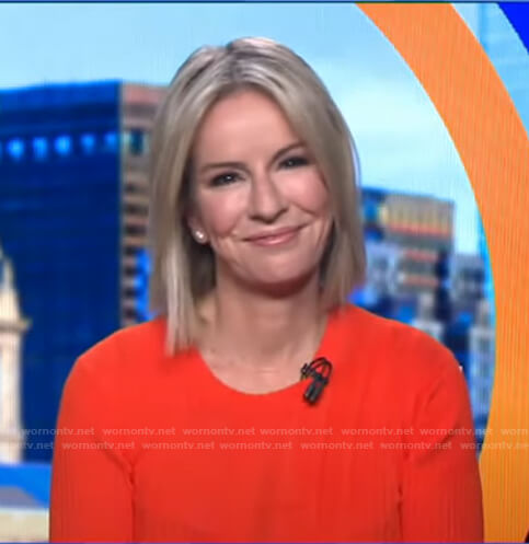 Dr. Jennifer Ashton’s orange ribbed sweater on Good Morning America