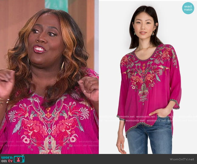 Merseielle Blouse by Johnny Was worn by Sheryl Underwood on The Talk