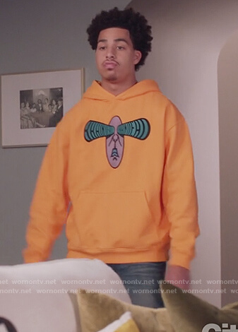 Junior's orange embroidered hoodie on Black-ish