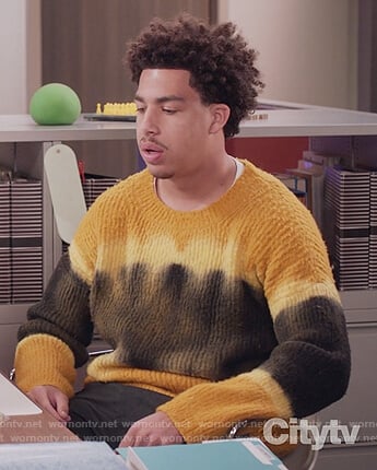 Junior's yellow tie dye sweater on Black-ish