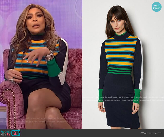 Bold Stripe Knit Dress by Karen Millen worn by Wendy Williams on The Wendy Williams Show