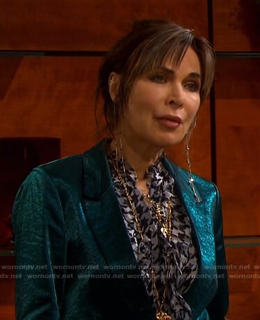 Kate’s houndstooth ruffle blouse on Days of our Lives